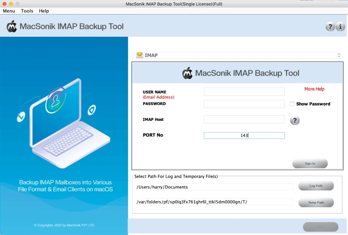 MacSonik IMAP Backup Tool for Mac - Secure IMAP Mailbox Backup