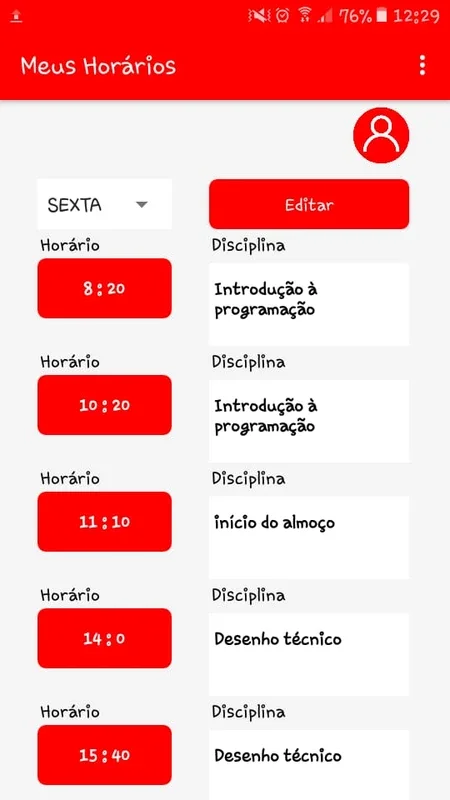 Meus Horários for Android - Manage Your Schedules