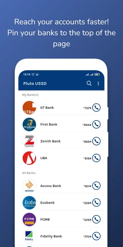 Pluto USSD: Nigeria Bank codes for Android - Simplify USSD Banking