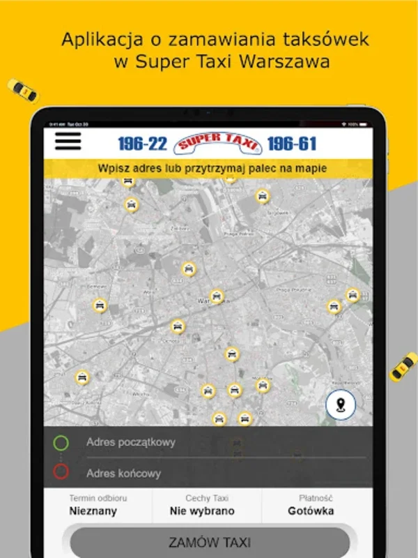 SUPER TAXI Warszawa 196 22 for Android - Efficient Taxi Booking