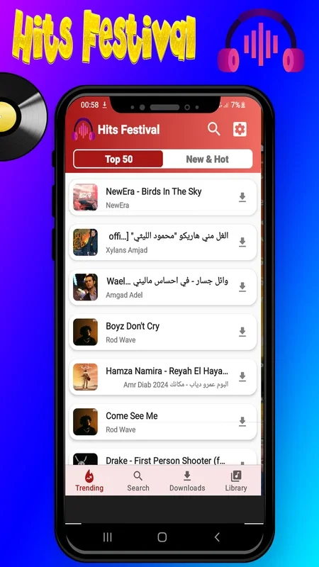 Hits Festival for Android - Free MP3 Downloader & Player