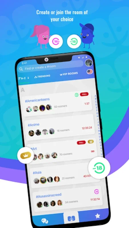 Roomco: chat rooms, date, fun for Android - Connect Globally