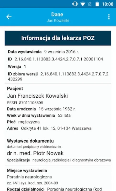 Informacje Medyczne for Android - Secure Medical Access