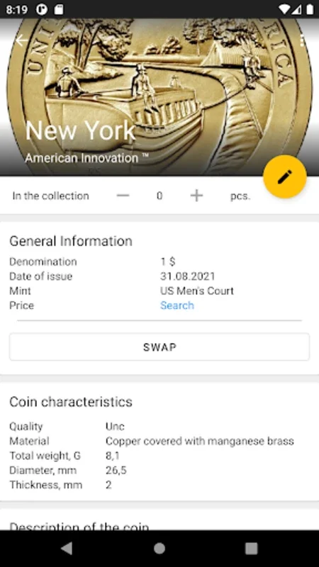 My Coins for Android - Coin Collector's App