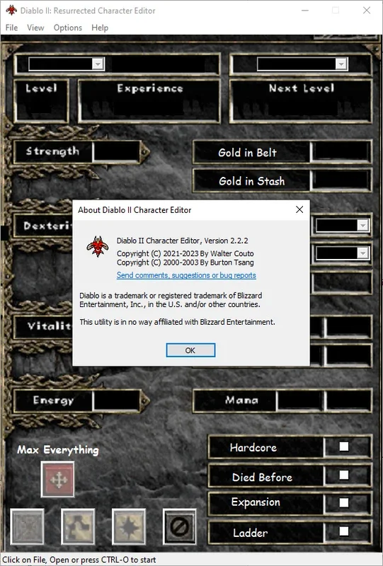 Diablo II Character Editor for Windows - Customize Your Characters