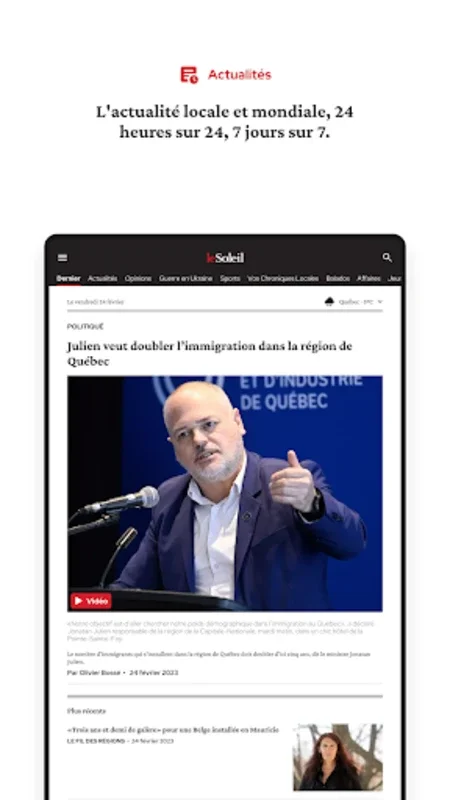 Le Soleil for Android: Personalized News Hub