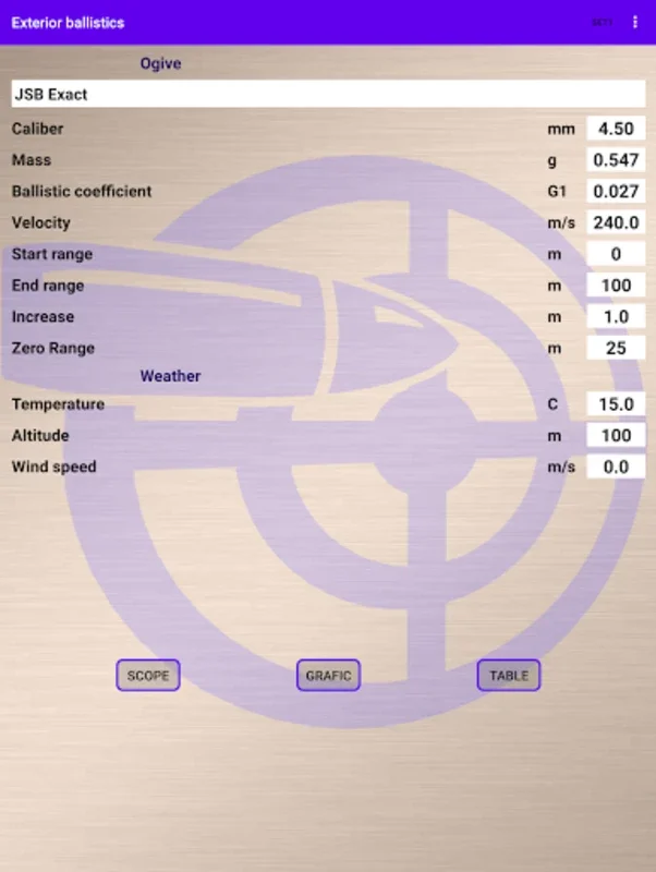 Exterior ballistics for Android - Calculate Bullet Trajectory