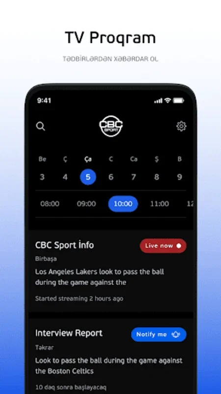 CBC Sport for Android - Azerbaijani HD Sports Broadcasting