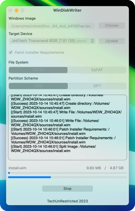 WinDiskWriter for Mac - Create Bootable Windows Drives Easily