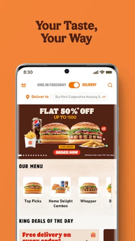 Burger King India App: Order Burgers, Customize Meals & Enjoy Exclusive Deals on Android