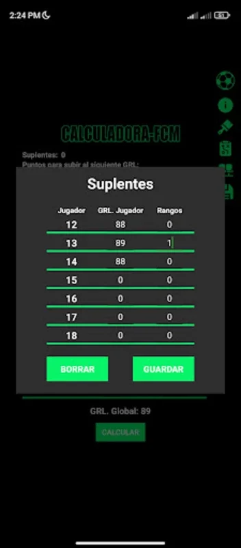 Calculadora FM Grl V2 for Android - Optimize Team Ratings