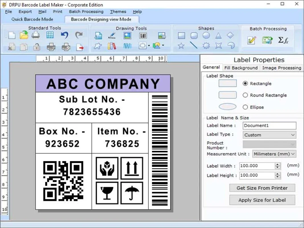 Company Barcode Label Printing Software for Windows