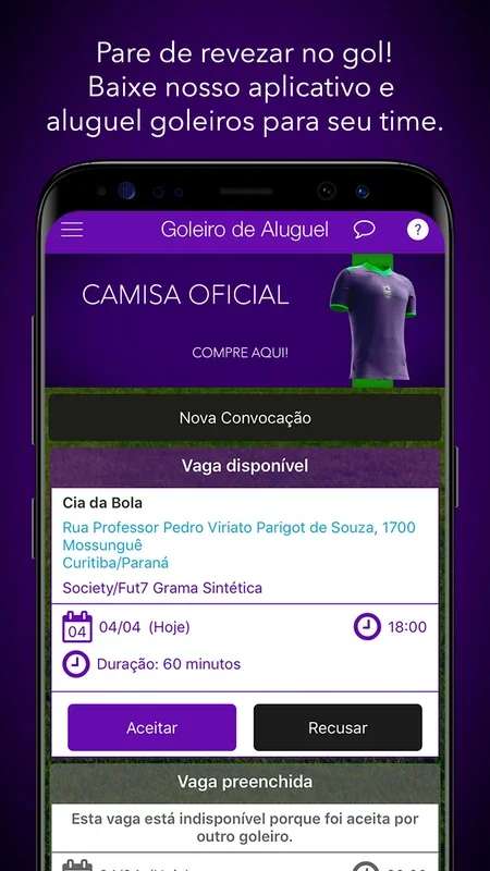 Goleiro de Aluguel for Android - Unbeatable Goalkeeping App