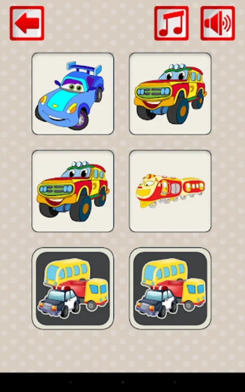 Cars Matching Game for Android - Enhance Memory Skills