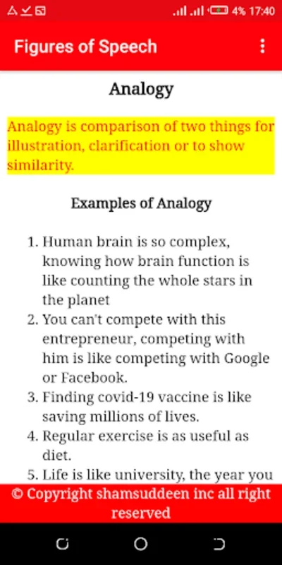 Figures of Speech with Example for Android - Enhance Writing Skills