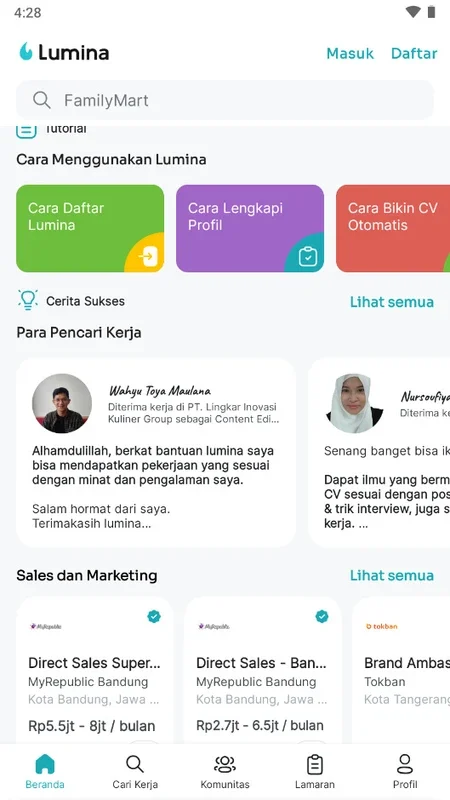 Lumina for Android - Find Jobs in Indonesia Easily