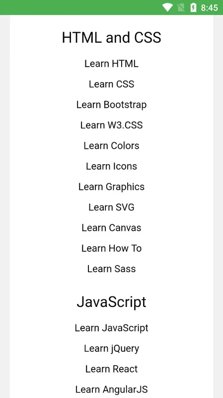 W3schools for Android - Access Programming Tutorials