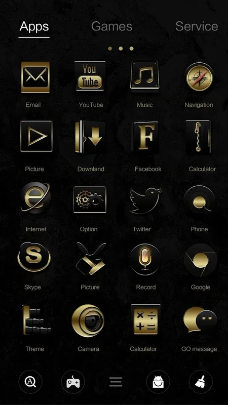 Black Gold GOLauncher EX Theme for Android: Elevate Your Style