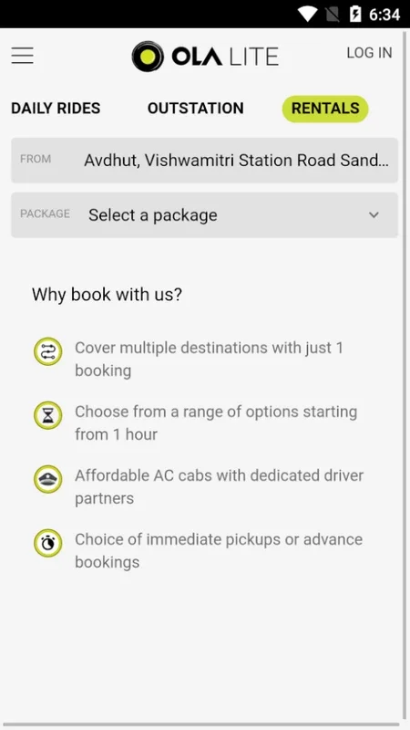 Ola Lite for Android - Compact Taxi Booking App