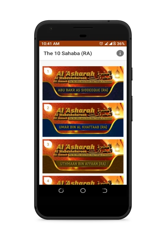 The 10 Sahaba (RA) for Android - Explore Islamic History