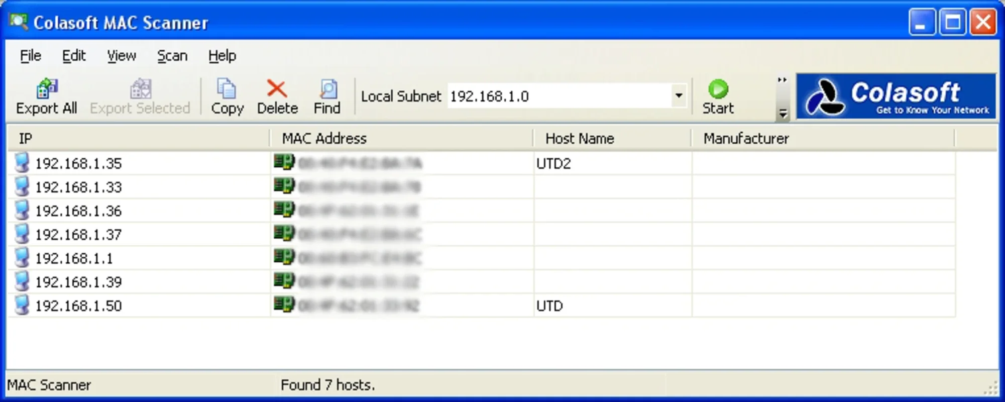 Colasoft MAC Scanner for Windows - Efficient Network Address Scanning