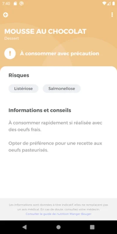 Aliments et Grossesse for Android: Nutritional Guidance