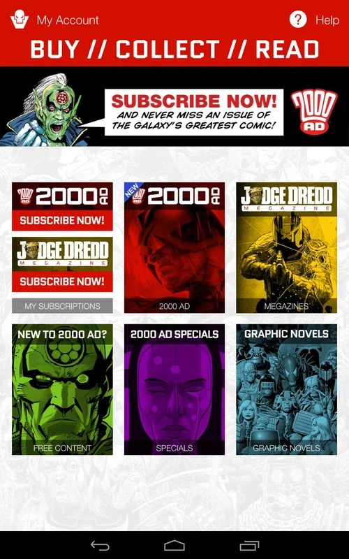 2000 AD Comics for Android - Rich Comic Content