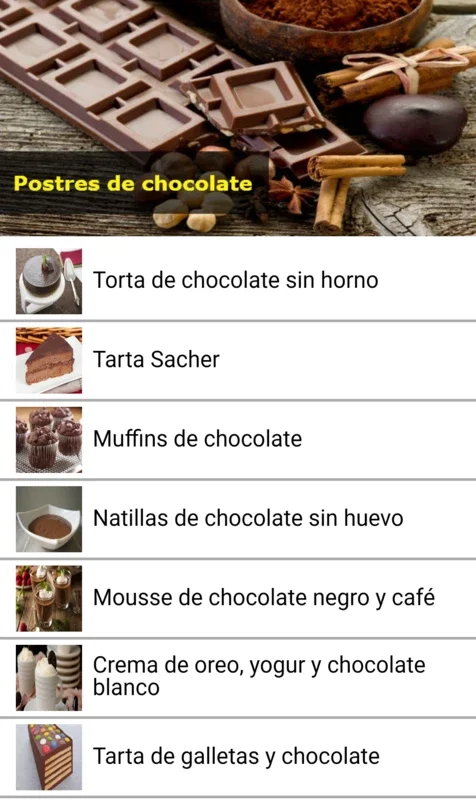 Postres de chocolate for Android: Delicious Desserts