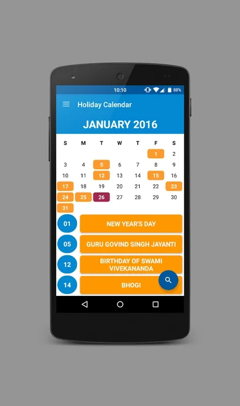 Holiday Calendar for Android: Track Indian Holidays