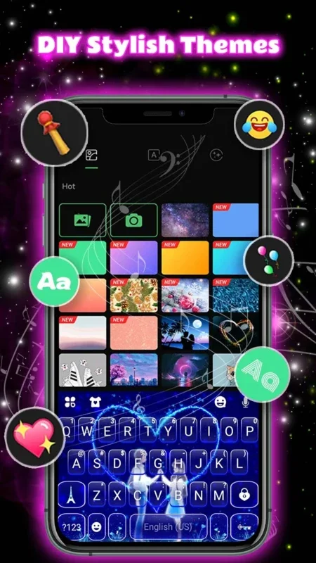 Neon Love Theme for Android - Customizable Keyboard