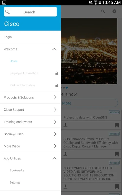 Cisco for Android: Seamless Networking Info Access