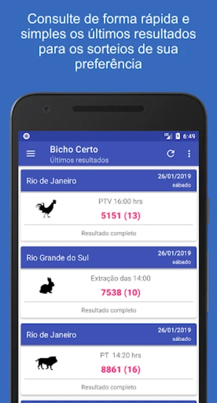 Bicho Certo - Resultados for Android: Instant State Results