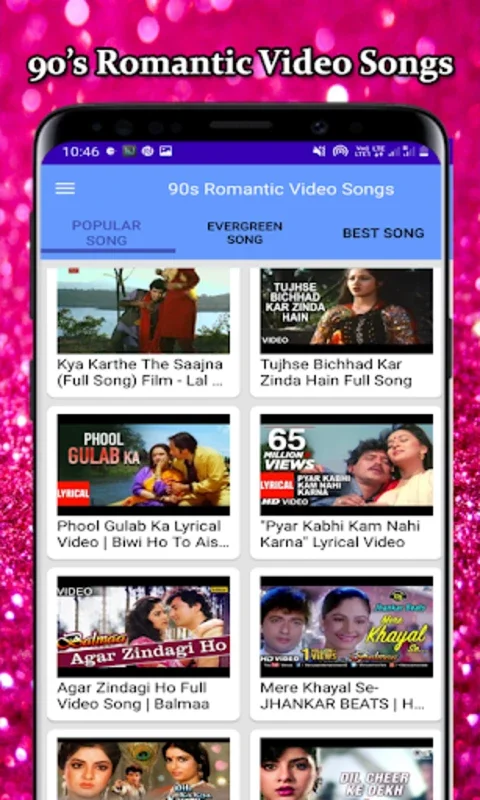 90's Hindi HD Video Songs for Android - Enjoy HD Bollywood Hits