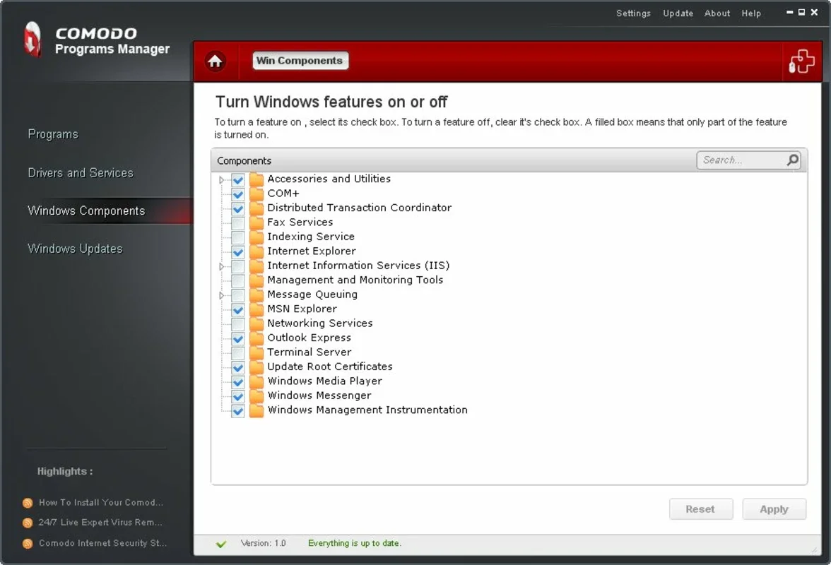 Comodo Programs Manager for Windows - Manage and Free Up Space