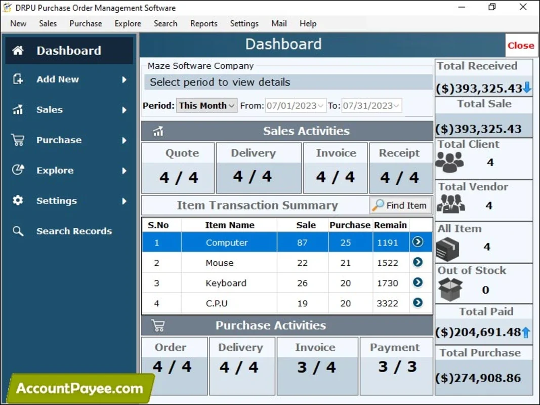 Purchase Order Organizer Software for Windows - Streamline Data Management