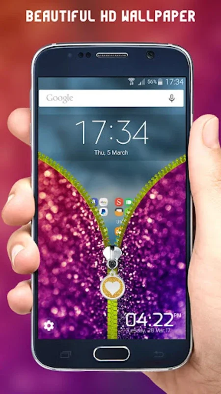 Glitter Zipper Lock Screen for Android - Secure Your Phone