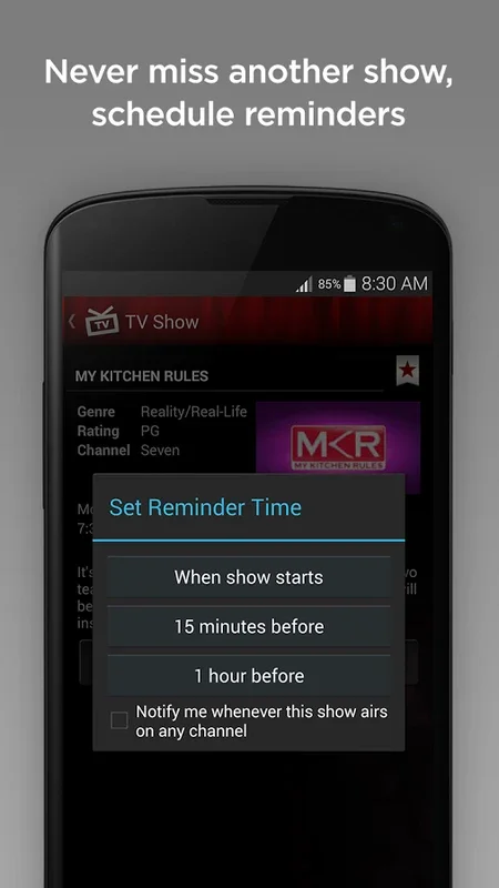 Yahoo!7 TV Guide for Android: Navigate TV Schedules