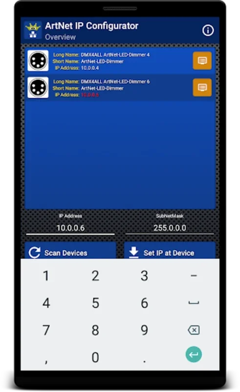 ArtNet IP Configurator for Android - No IP Range Changes Needed