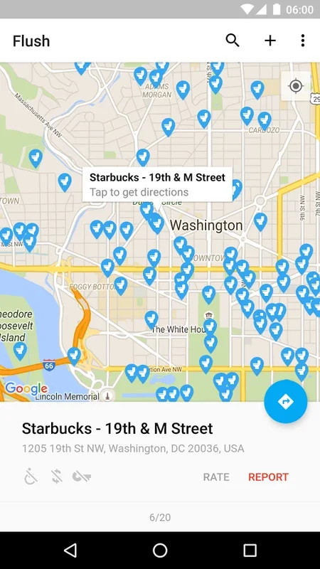 Flush - Crowdsourced Toilets for Android: Find Restrooms Easily