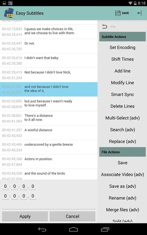 Easy Subtitles for Android - Edit and Embed Subtitles