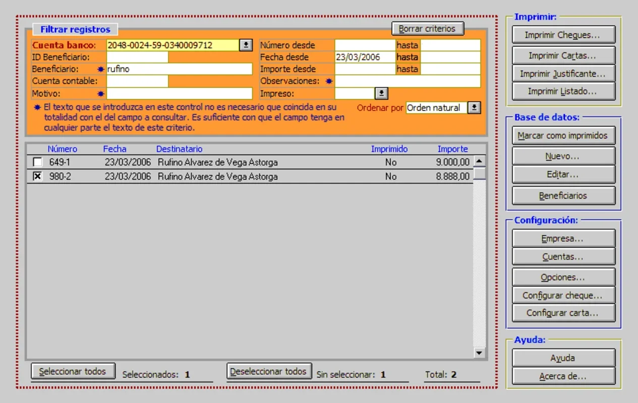 Imprimir Cheques for Windows - Customizable Check Printing