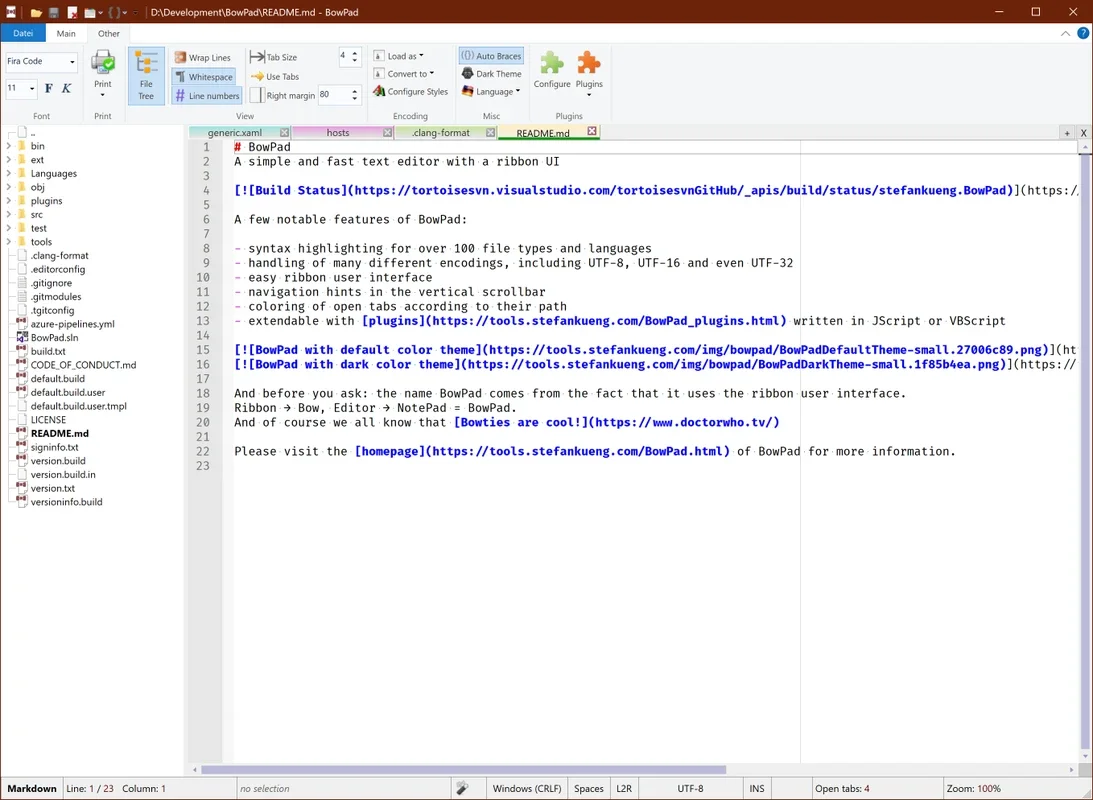 BowPad for Windows - A Great Text Editor for Programmers