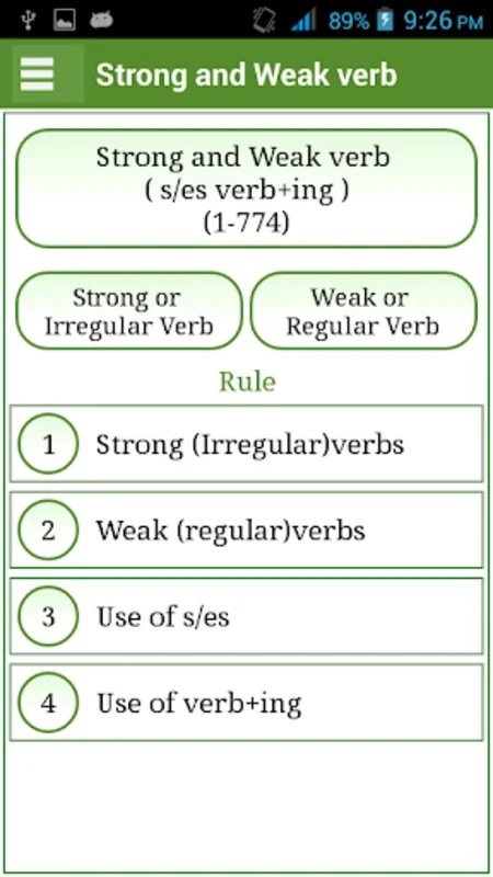 Irregular Regular Verb English for Android - Enhance Verb Skills