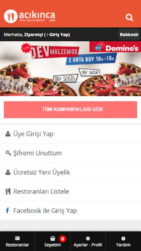 Acikinca - Yemek Siparişi for Android - No Downloading Needed