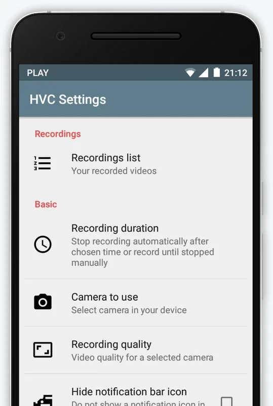 HVC free for Android - Silent Background Video Recorder