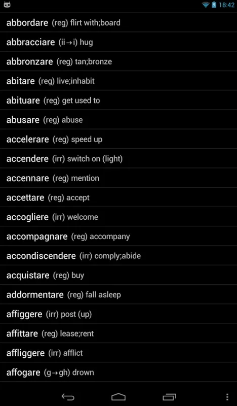 Italian Verbs for Android - Seamless Verb Conjugation