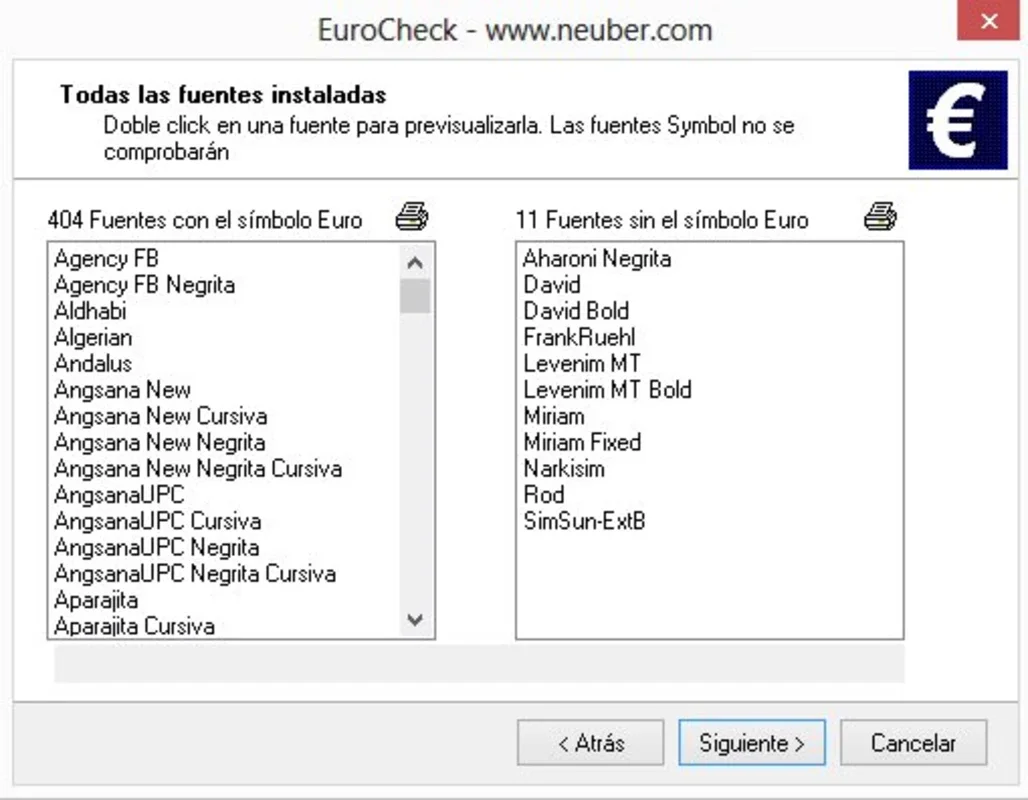 EuroCheck for Windows - Ensure Euro Symbol Visibility