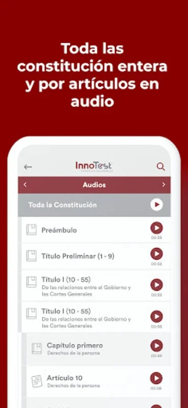 InnoTest Constitución Española for Android - Master Spanish Constitution