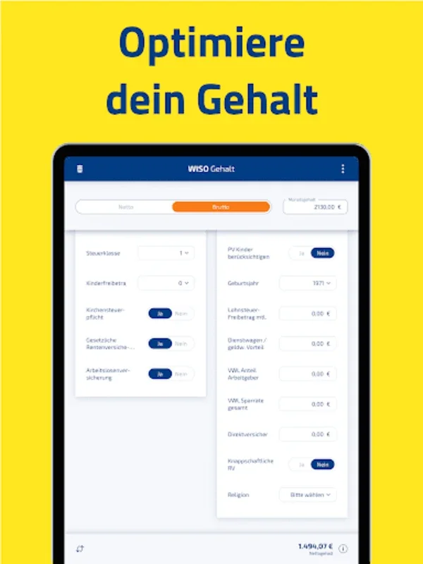 WISO Gehalt 2015 for Android: Accurate Net Salary Calculation