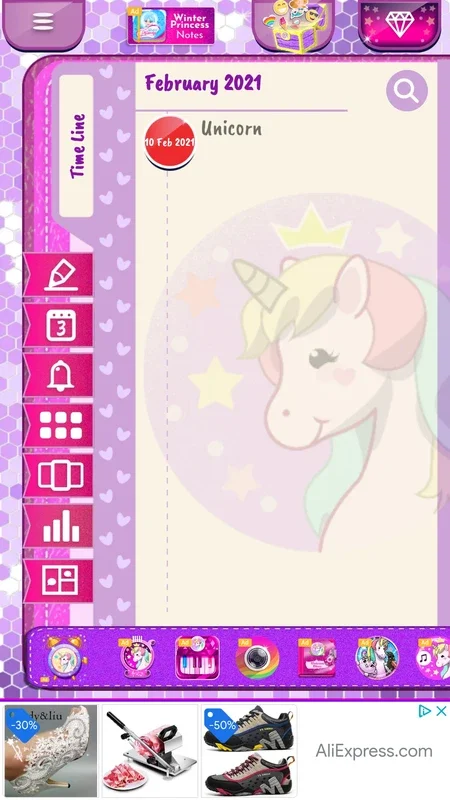 Unicorn Diary for Android - A Digital Diary with Unicorn Aesthetic